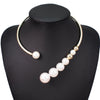 Metal Simulated Large Pearl Choker Necklace