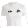Cotton Embroidery Short Sleeve Casual Cropped Top freeshipping - Tyche Ace