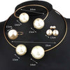 Large Faux Pearl Rhinestone Necklace Bangle Earrings Ring Sets
