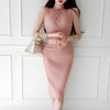 Elegant Simple Stretch Knitted Sleeveless Dress With Slit On Back