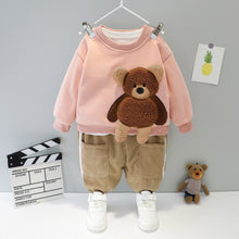 Load image into Gallery viewer, Cartoon Animal Design Sweater + Warm Pants Suit For Kids
