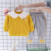 Plaid Letter Print Letter Print Design Baby Girl Sweater Two Piece Suit