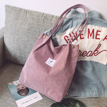 Load image into Gallery viewer, Corduroy Shoulder Reusable Shopping Tote Bags - Tyche Ace
