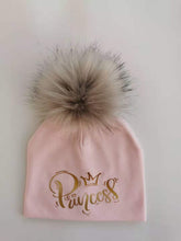 Load image into Gallery viewer, Golden Princess Prince Letter Design Pompom Cute Beanie Hats Kids
