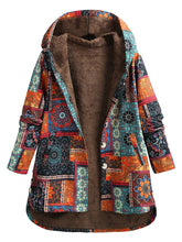 Load image into Gallery viewer, Versear Female Jacket Plush Coat Women Windbreaker Winter Warm Outwear Floral Print Hooded Pockets Vintage Oversized Coats Plus freeshipping - Tyche Ace
