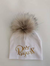 Load image into Gallery viewer, Golden Princess Prince Letter Design Pompom Cute Beanie Hats Kids
