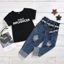 Load image into Gallery viewer, Letter Tops T-Shirt  &amp; Denim Jeans Designer Kids Clothing Online freeshipping - Tyche Ace
