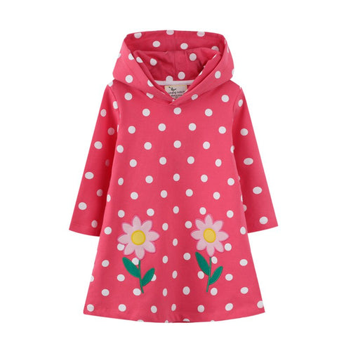 Girls Cotton Hooded Stylish Long Sleeved Dress