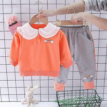 Load image into Gallery viewer, Plaid Letter Print Letter Print Design Baby Girl Sweater Two Piece Suit
