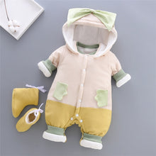 Load image into Gallery viewer, Unisex Cotton Thick Warm Hooded Jumpsuit Rompers For Kids
