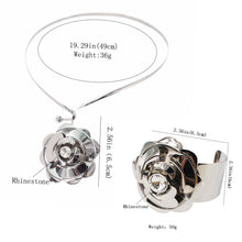 Load image into Gallery viewer, MANILAI Alloy Roses Flowers Torques Choker Necklace Sets For Women Statement Charm Pendants Necklaces Bracelet Sets Jewelry - Tyche Ace
