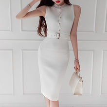 Load image into Gallery viewer, Elegant Simple Stretch Knitted Sleeveless Dress With Slit On Back
