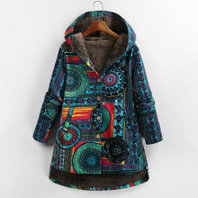 Load image into Gallery viewer, Versear Female Jacket Plush Coat Women Windbreaker Winter Warm Outwear Floral Print Hooded Pockets Vintage Oversized Coats Plus freeshipping - Tyche Ace
