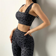 Load image into Gallery viewer, Women Leopard Print Shockproof Push Up Running Gym Fitness Bra
