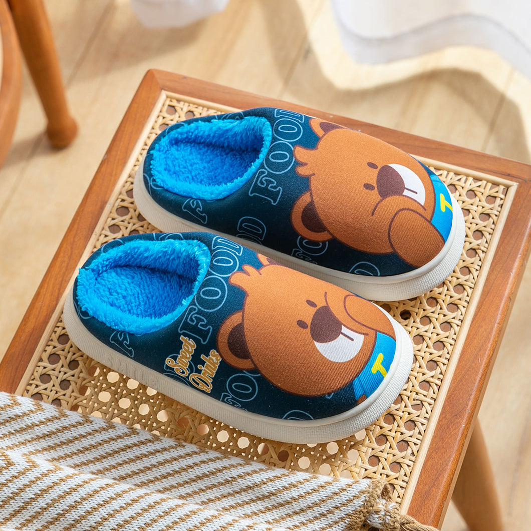 Unisex Cartoon Design Warm Indoor Kids Slippers