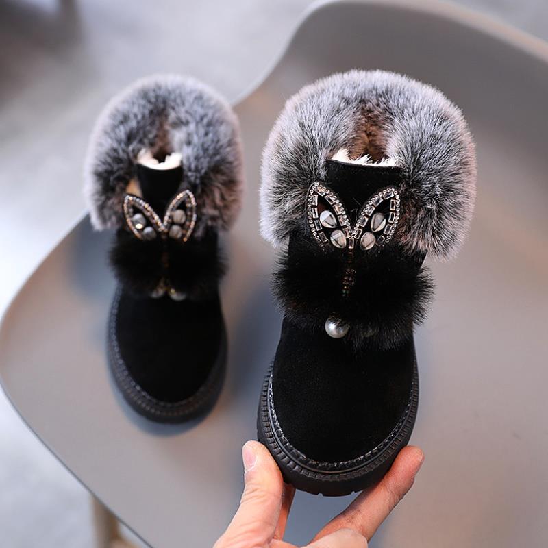 Unisex Winter Soft Bottom Plush Faux Fur Boots For Kids