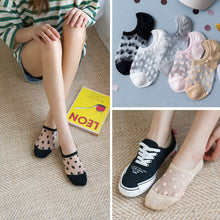 Load image into Gallery viewer, 3 Pairs Transparent Lace Flower Design Elastic Invisible Boat Best Socks For Women freeshipping - Tyche Ace
