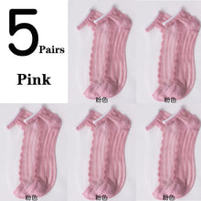 Load image into Gallery viewer, 5 Pairs Ultra Thin Transparent Daisy Flower Design Ankle Socks freeshipping - Tyche Ace

