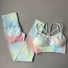 Load image into Gallery viewer, Women Tie And Dye Bra High Waist Leggings Sportswear Set - Tyche Ace
