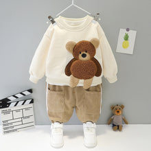 Load image into Gallery viewer, Cartoon Animal Design Sweater + Warm Pants Suit For Kids
