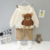 Cartoon Animal Design Sweater + Warm Pants Suit For Kids