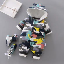 Load image into Gallery viewer, Unisex Cotton Thick Warm Hooded Jumpsuit Rompers For Kids
