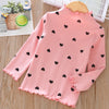 Long Sleeve Cute Hearts Design Cotton Tops For Kids