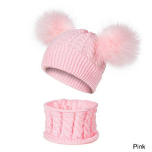 Load image into Gallery viewer, Unisex Pompom Knitted Scarf And Beanie Hats Sets For Kids - Tyche Ace
