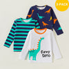 3 Pack Cute Floral Dots Long- Sleeve T-Shirt For Kids