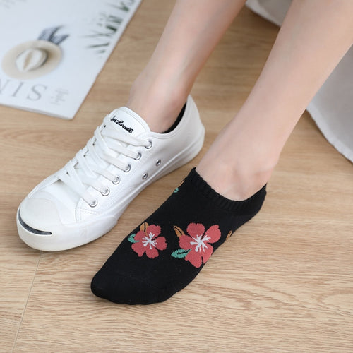 5 Pairs Women Floral Cotton Ankle Invisible Socks freeshipping - Tyche Ace
