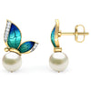 Gorgeous Butterfly Pearls Crystal Stud Earrings freeshipping - Tyche Ace