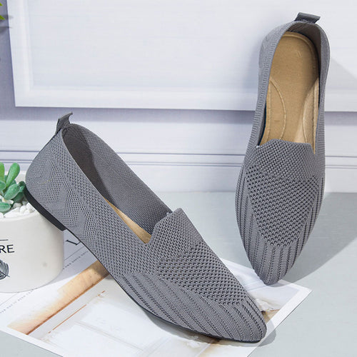 Knitted Flat Pointed Toe Comfortable Ballet Pumps