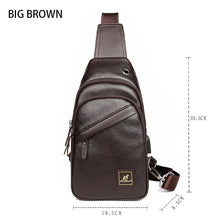 Load image into Gallery viewer, Crazy Horse Leather USB Charging Sling Back Shoulder Travel Crossbody Bags
