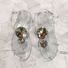 Women Big Rhinestone Design Transparent Flat Sandals