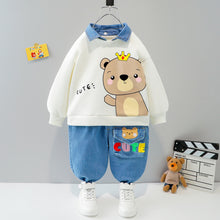 Load image into Gallery viewer, Cartoon Animal Design Sweater + Warm Pants Suit For Kids
