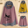 Striped Patchwork Cat Cartoon Print  Long Sleeve Hoodie freeshipping - Tyche Ace