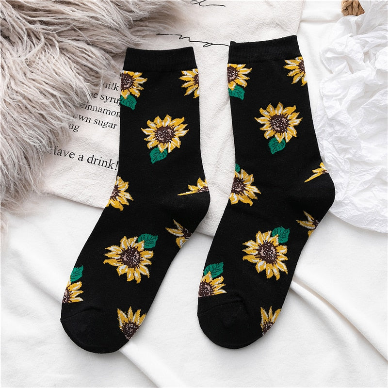 Sunflower Cotton Long Socks freeshipping - Tyche Ace