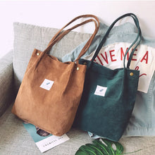 Load image into Gallery viewer, Corduroy Shoulder Reusable Shopping Tote Bags - Tyche Ace
