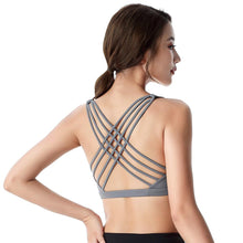 Load image into Gallery viewer, Cross Over Straps Wireless Push Up Padded Bra Crop Top
