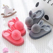 Load image into Gallery viewer, Unisex Cute Bunny Cartoon Cotton Warm Faux Fur Slippers For Kids
