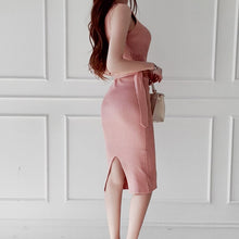 Load image into Gallery viewer, Elegant Simple Stretch Knitted Sleeveless Dress With Slit On Back
