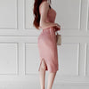 Elegant Simple Stretch Knitted Sleeveless Dress With Slit On Back