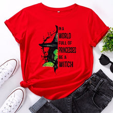 Load image into Gallery viewer, JCGO Fashion Summer T Shirt Women Plus Size 5XL Cotton Halloween Witch Print Female Short Sleeve Tshirts Casual Lady Tops Tee freeshipping - Tyche Ace
