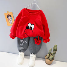 Load image into Gallery viewer, Cartoon Animal Design Sweater + Warm Pants Suit For Kids
