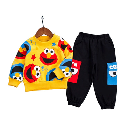 2Pcs Unisex Cartoon Long Sleeve Sweater Jogger Outfits For Kids