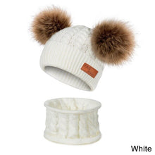 Load image into Gallery viewer, Unisex Pompom Knitted Scarf And Beanie Hats Sets For Kids - Tyche Ace
