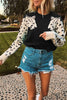Knitted Cheetah Head Print Splice Loose Jumper Pullover