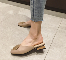 Load image into Gallery viewer, Summer Slip On Casual Wood Block Flat Heel Mules
