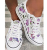 Women Flower Printed Lace Up Canvas Shoes