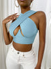 Cross Wrap Sleeveless Cut-Out Front Crop Bustier Tops- Plus Size freeshipping - Tyche Ace